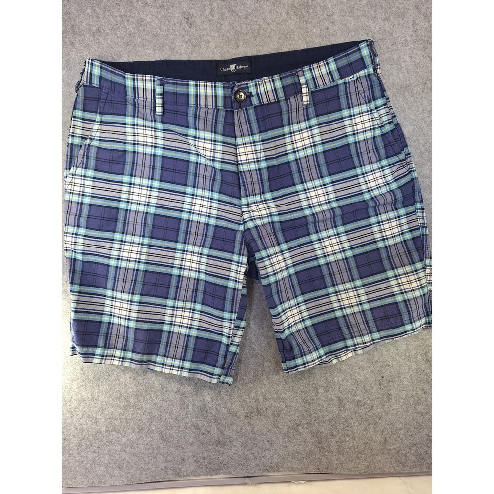 Chase Edward Mens Blue Plaid Cotton Golf Shorts Size 36 CE221-05